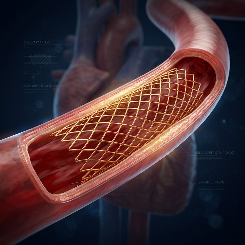 Ilustração 3D premium de um stent coronário expandindo-se dentro de uma artéria